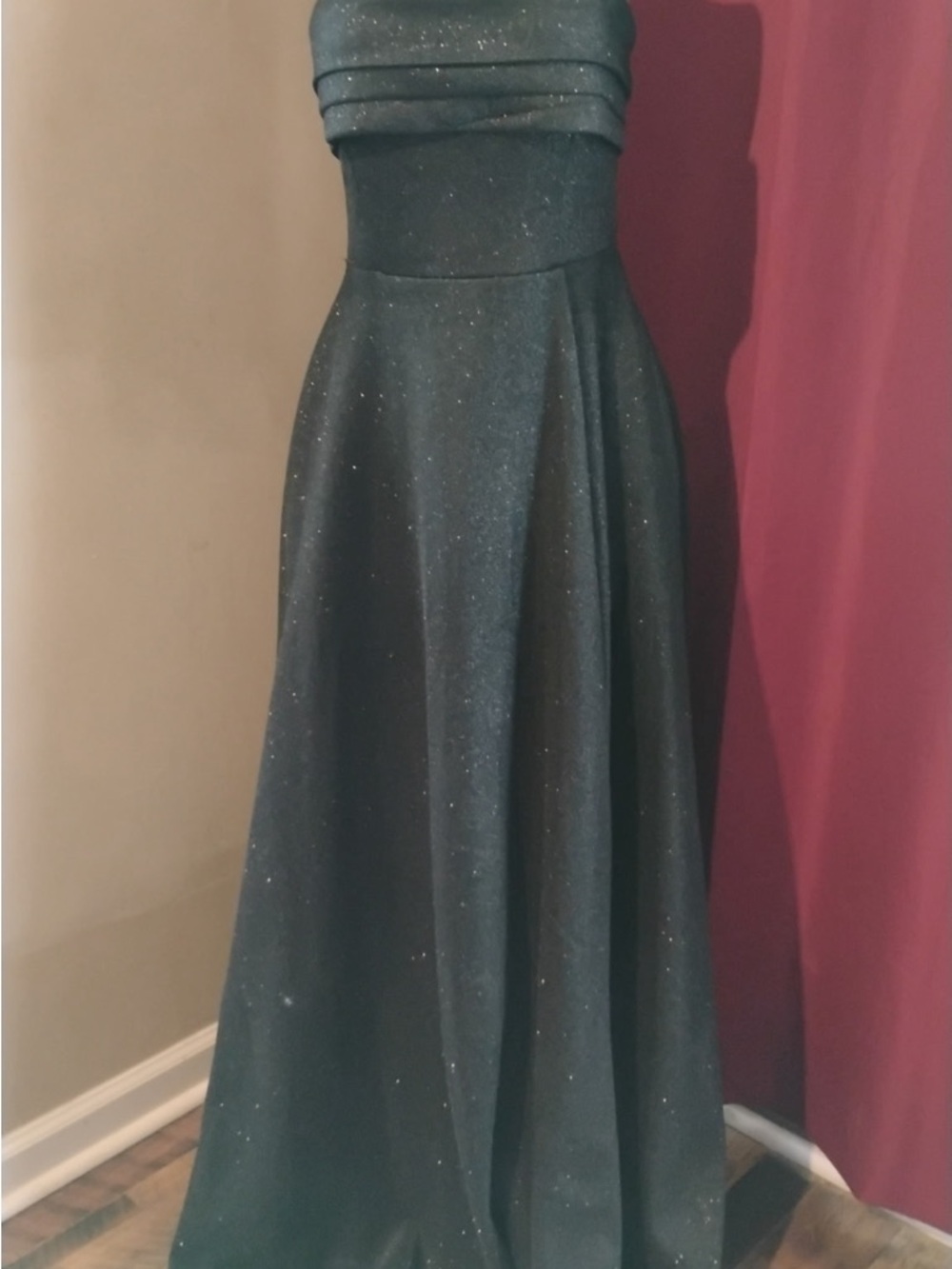 Windsor Strapless Black Sparkle Evening Gown - Picture 3 of 11